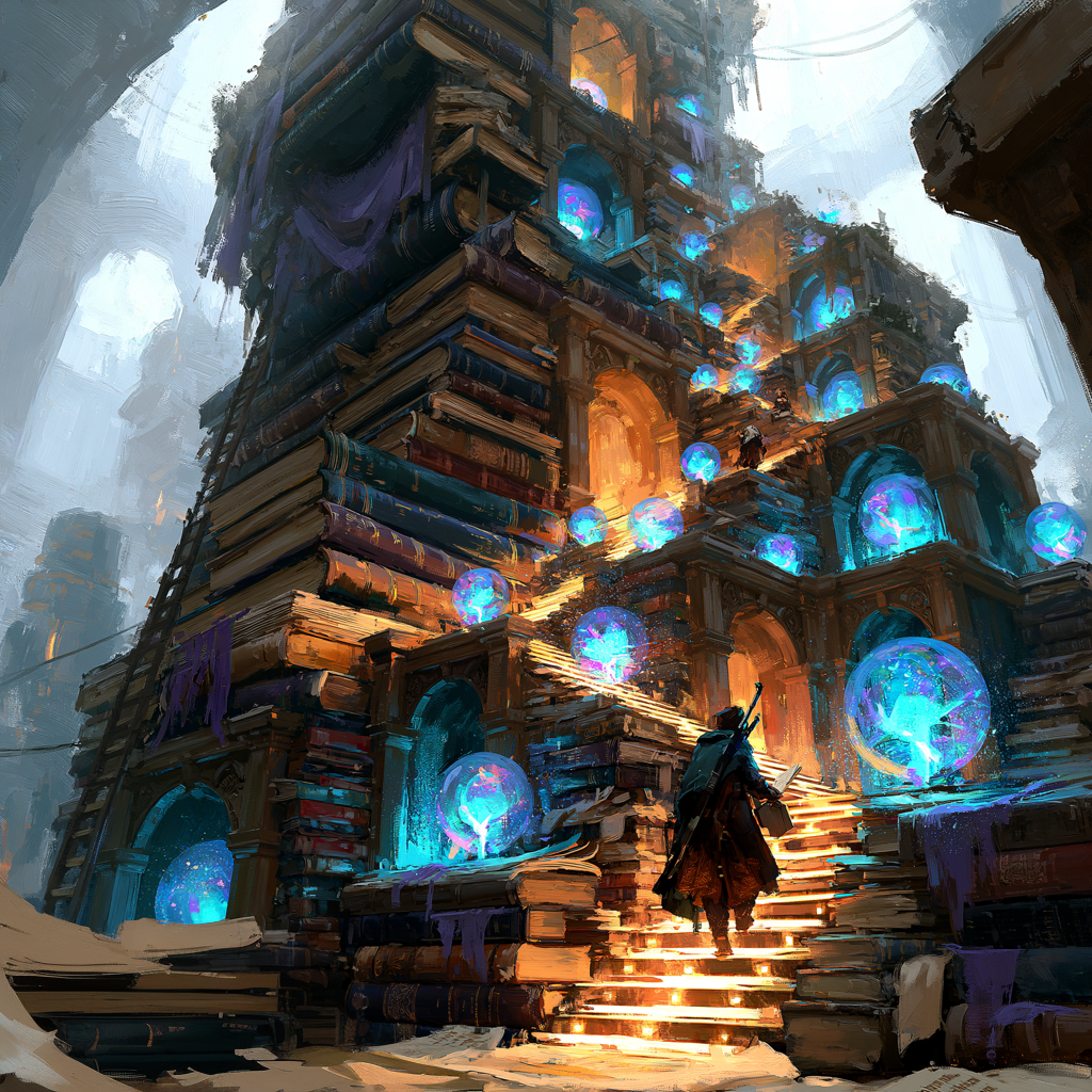 A citadel of books, each world glowing and within reach
